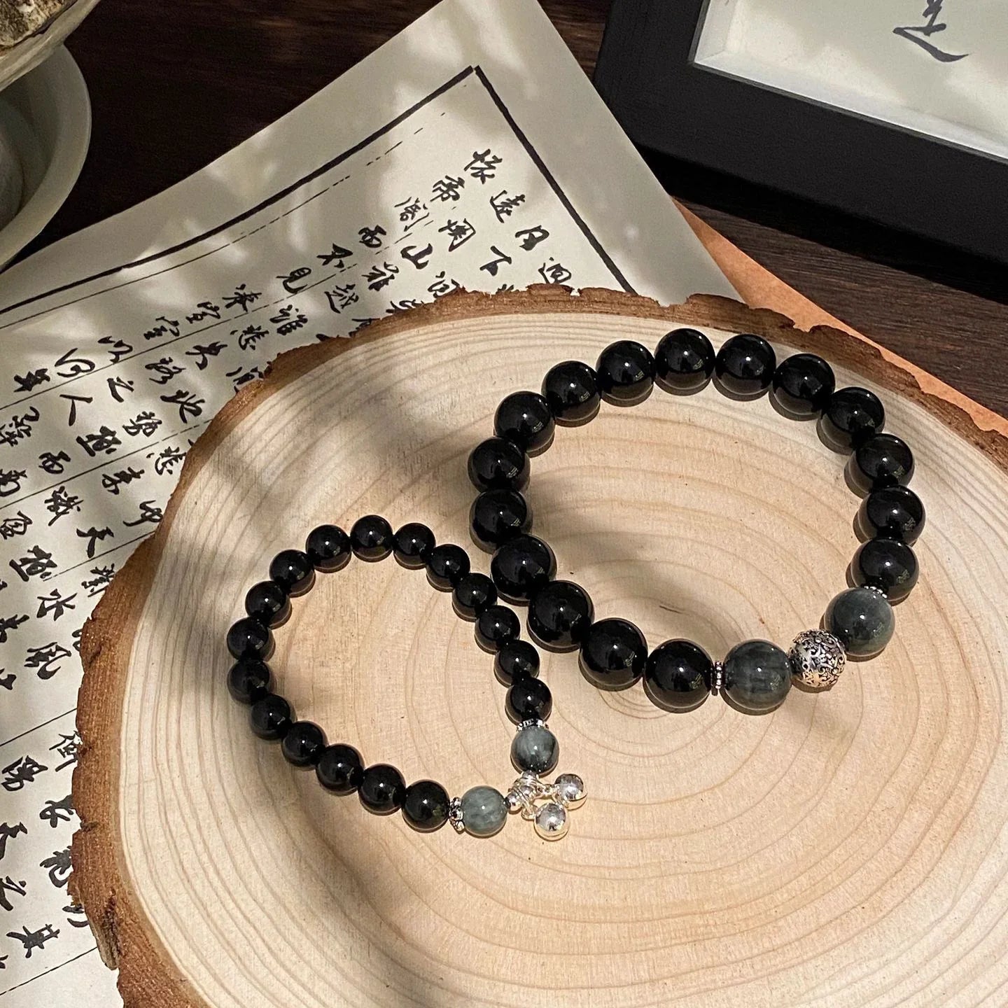 Black Grounding Gemstones Bracelet - Choose Shungite, Obsidian and Tiger's Eye