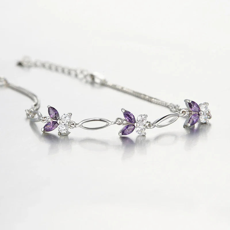 925 Amethyst Butterfly Bracelet Sterling Silver - Y.S Alley
