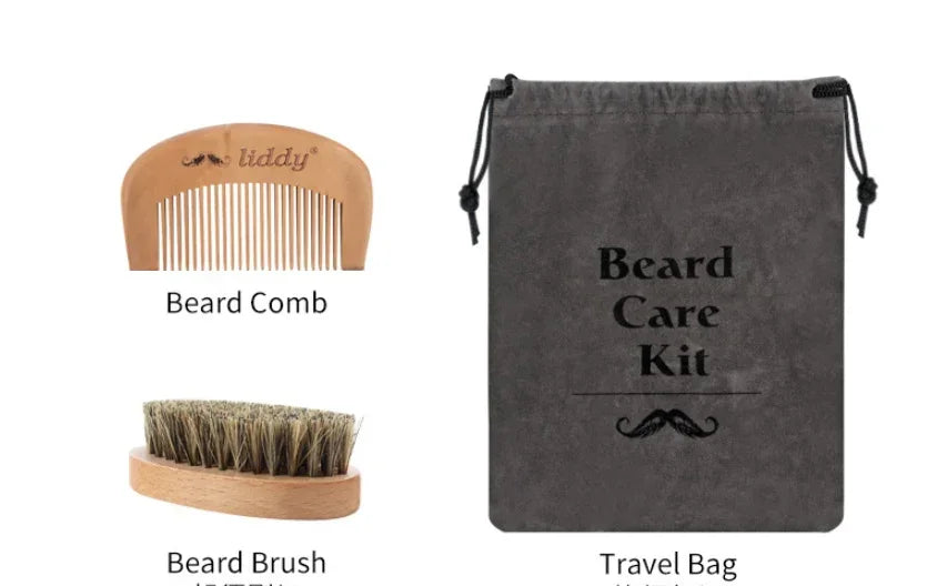 Men’s Beard Care Kit — Oil, Balm & Grooming Tools (Gift Box + Travel Pouch) - Y.S Alley