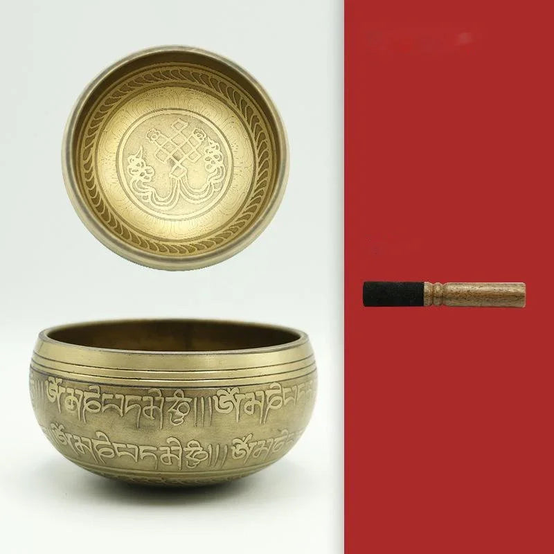 Tibetan Singing Bowl — Great Bright Mantra and the Endless Knot Buddhist - Y.S Alley