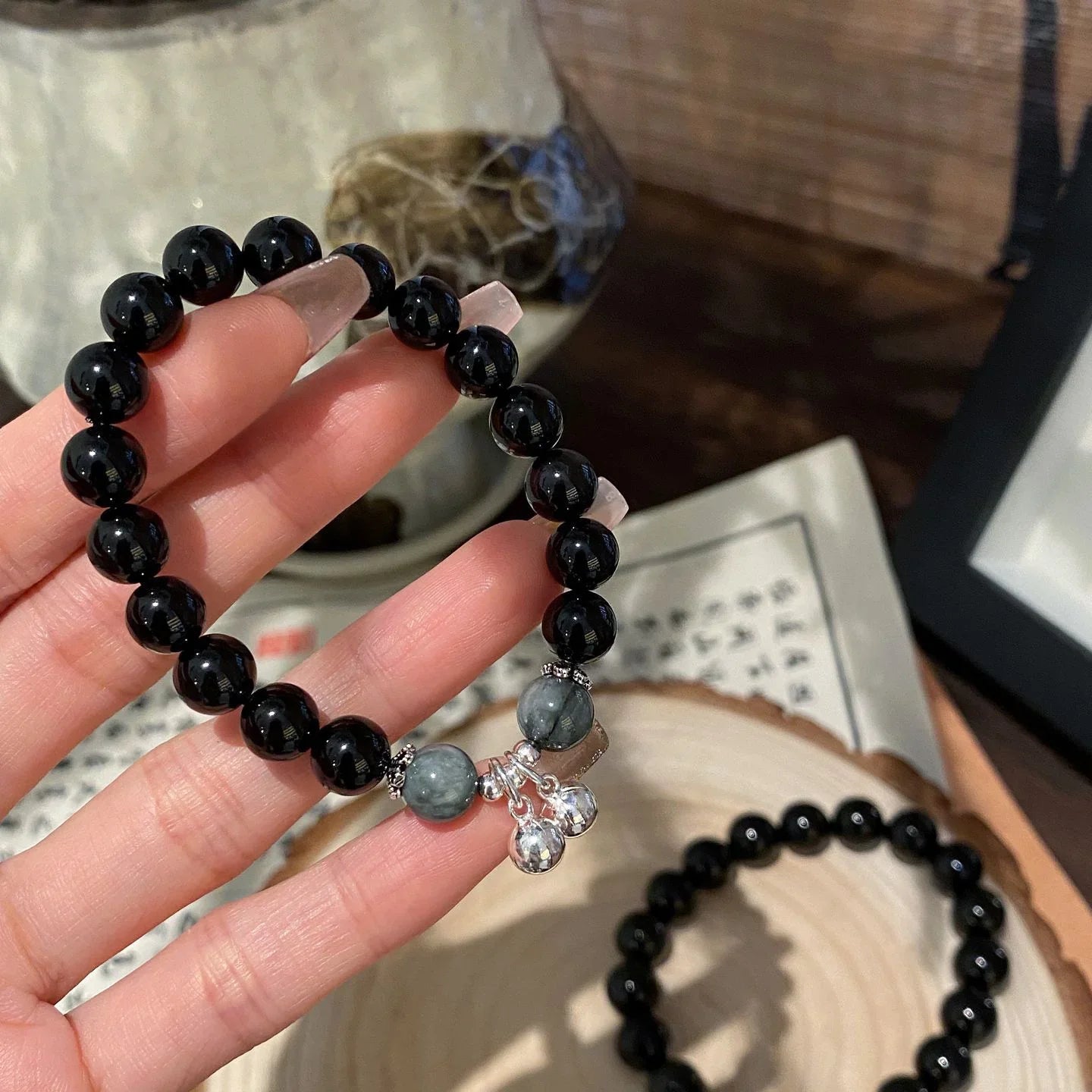 Black Grounding Gemstones Bracelet - Choose Shungite, Obsidian and Tiger's Eye