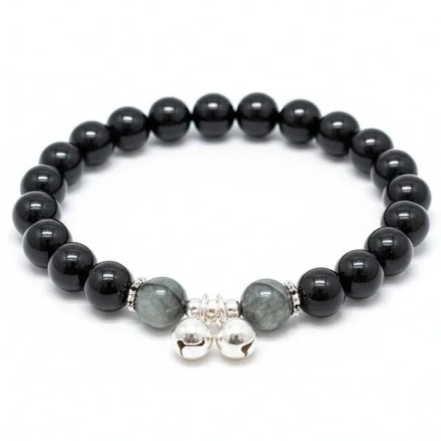 Black Grounding Gemstones Bracelet - Choose Shungite, Obsidian and Tiger's Eye