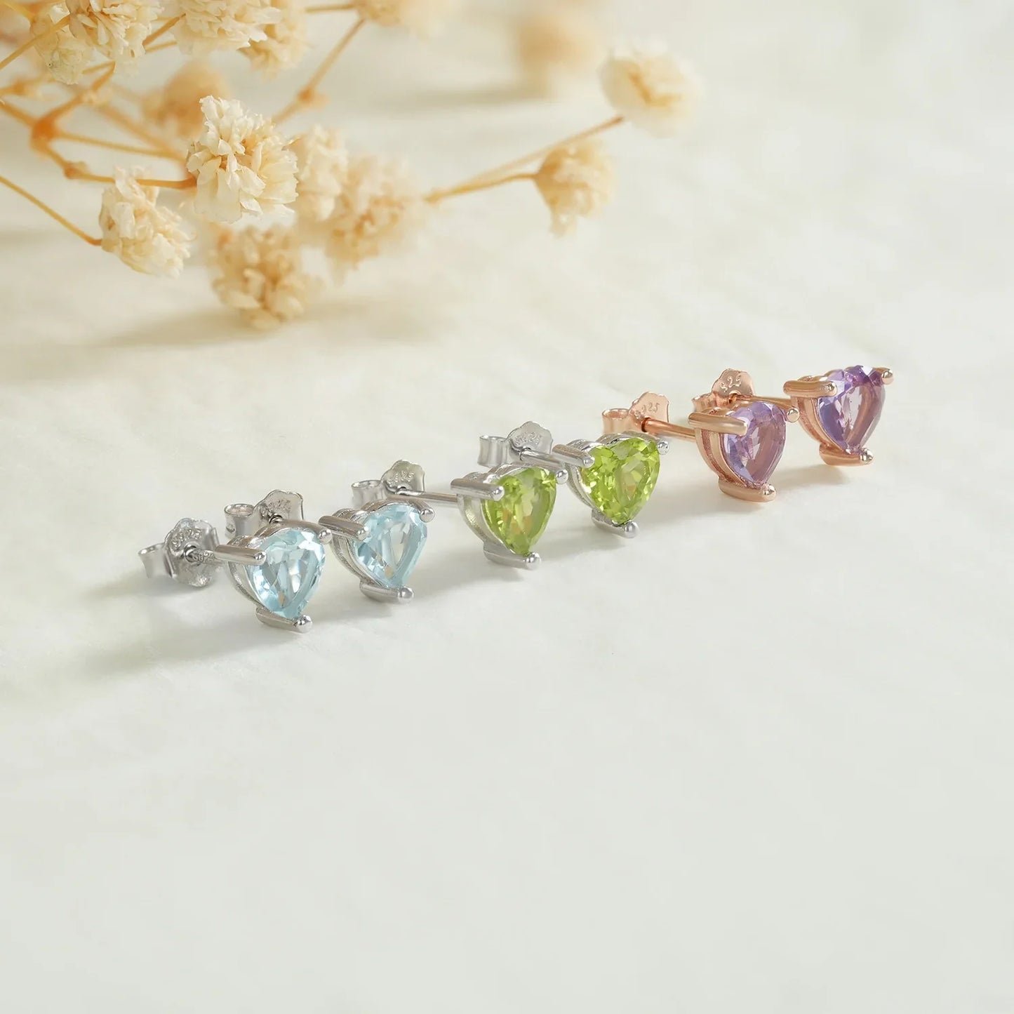 Petite Gemstone Stud Earrings 925 Sterling Silver - Y.S Alley