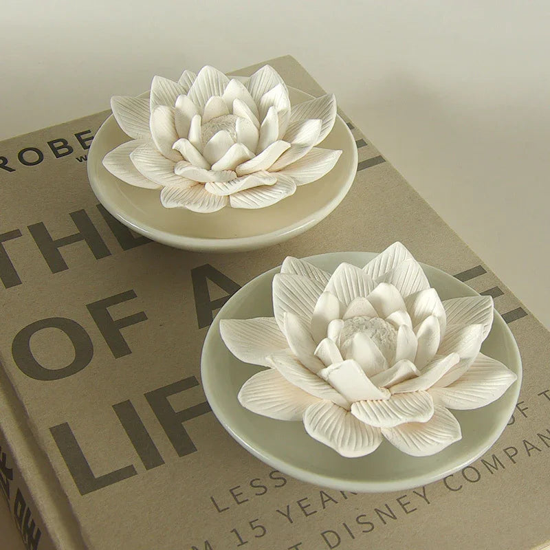 Lotus & Rose Porcelain Aroma Plate — Silent Diffuser - Y.S Alley