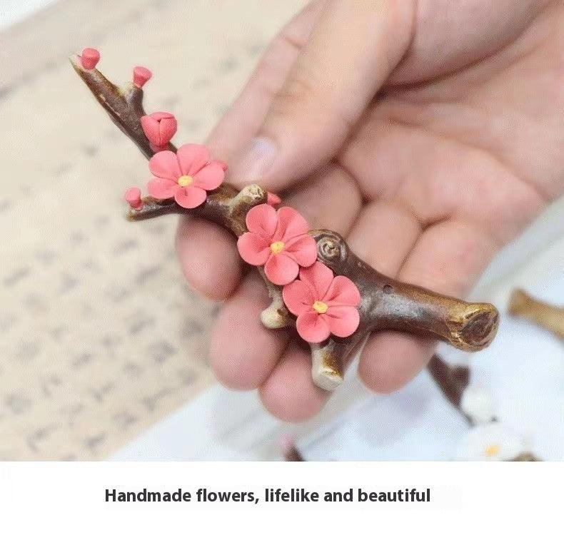 Plum Blossom Ceramic Incense Holder | Pink, Red and White