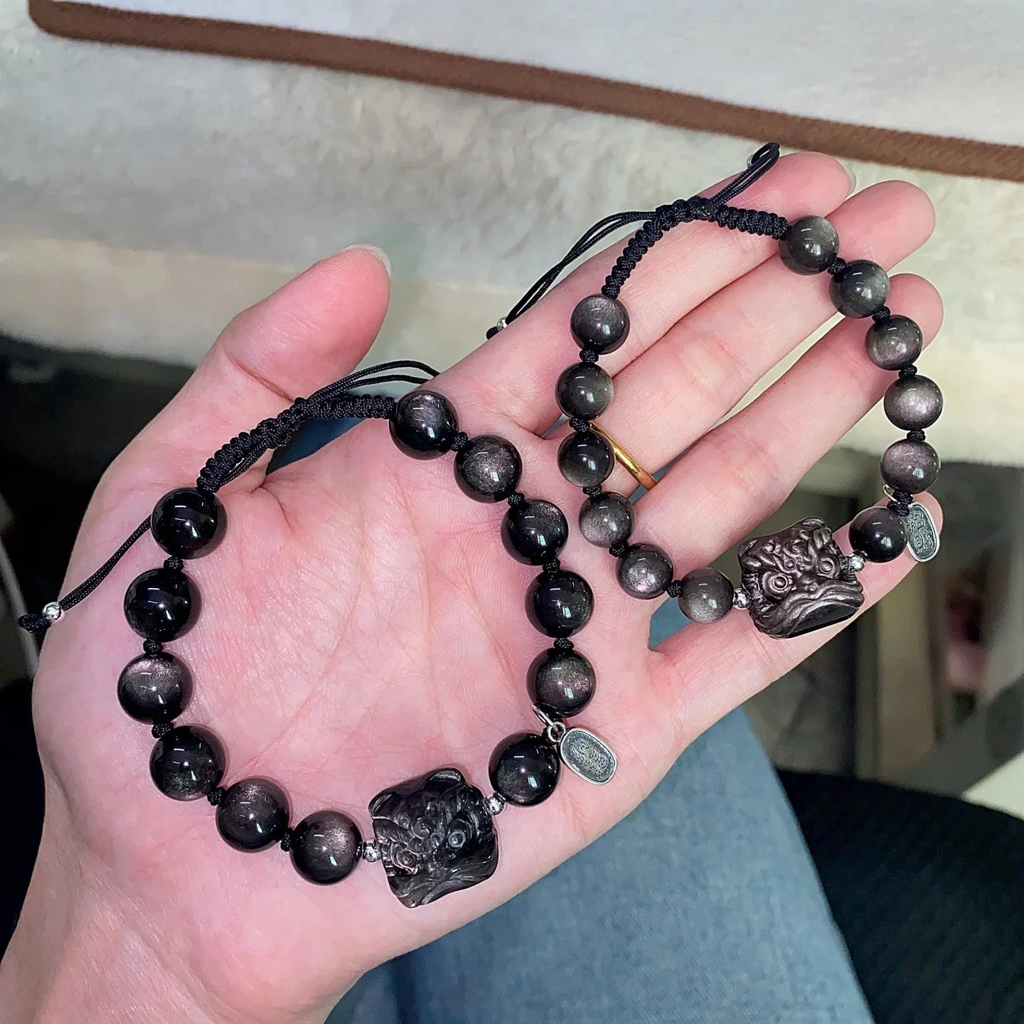 Black Grounding Gemstones Bracelet - Choose Shungite, Obsidian and Tiger's Eye