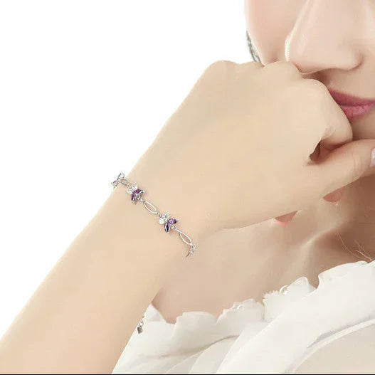 925 Amethyst Butterfly Bracelet Sterling Silver - Y.S Alley