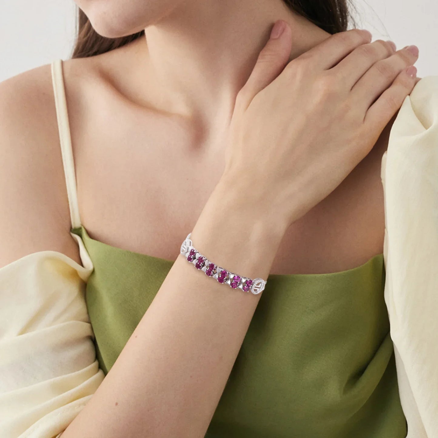 925 Purple Garnet Tennis Bracelet Sterling Silver - Y.S Alley