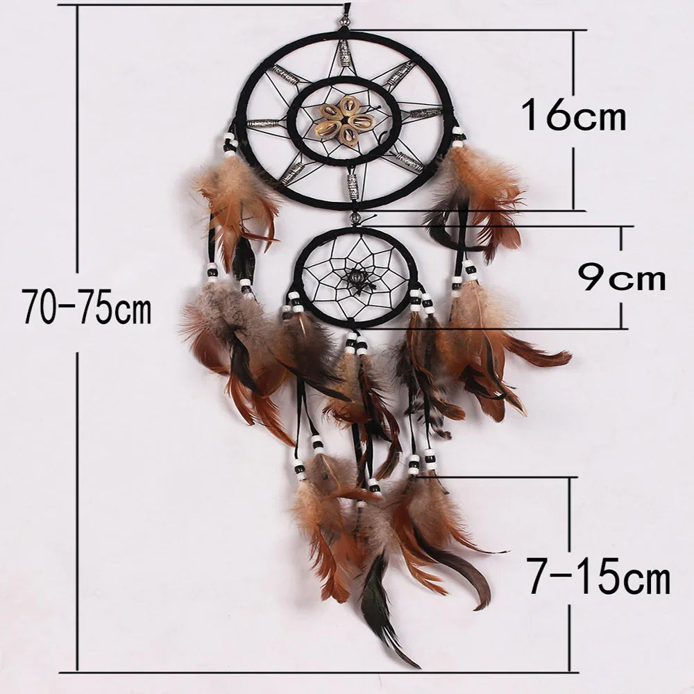 Night-Feather Dreamcatcher Wind Chime — Shell & Feather Harmony (75 cm) - Y.S Alley