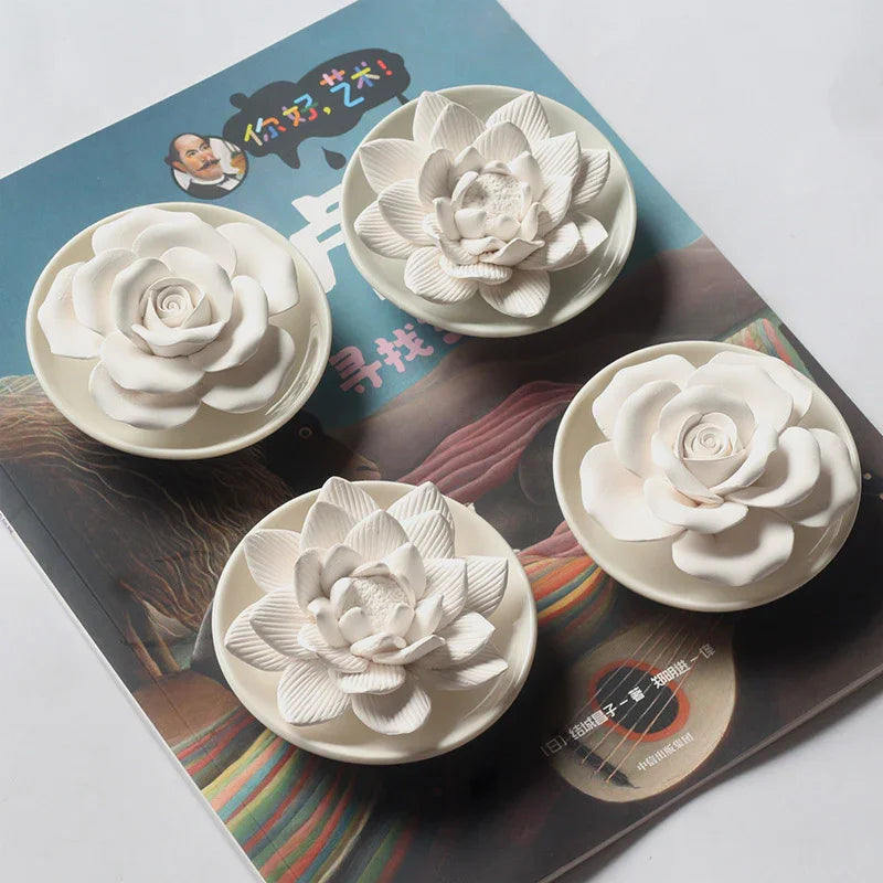 Lotus & Rose Porcelain Aroma Plate — Silent Diffuser - Y.S Alley