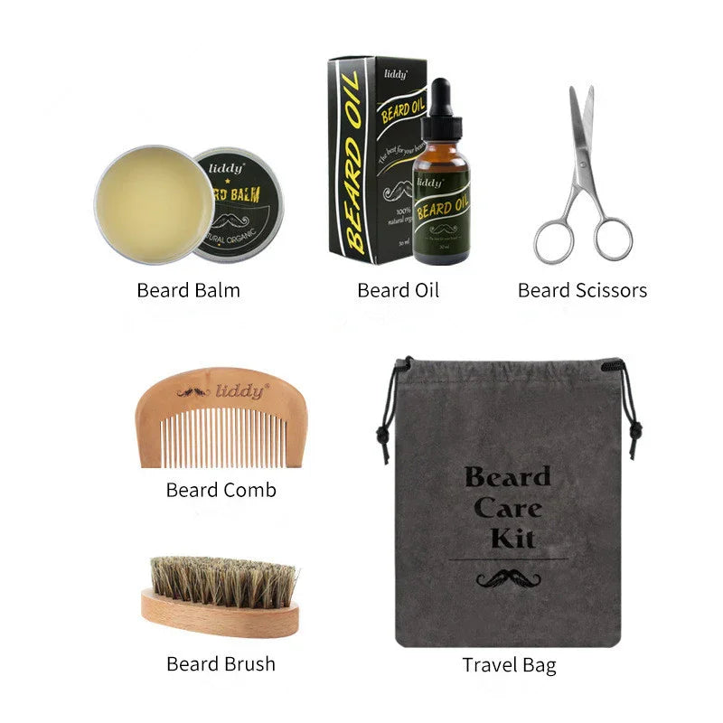 Men’s Beard Care Kit — Oil, Balm & Grooming Tools (Gift Box + Travel Pouch) - Y.S Alley