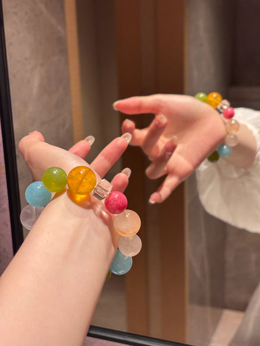 🍭 Vibrant Multi-Gemstone Beaded Bracelet - A Symphony of Healing Crystals