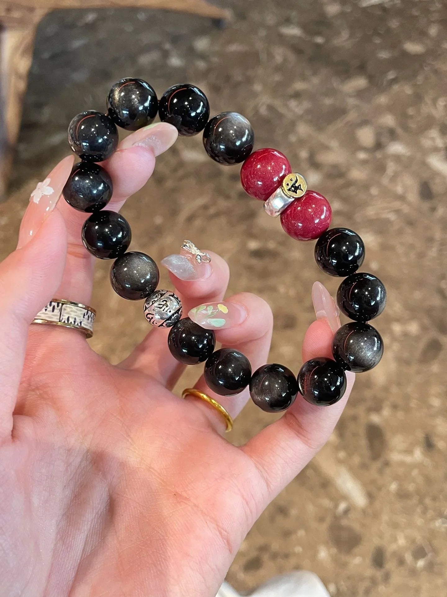 Black Grounding Gemstones Bracelet - Choose Shungite, Obsidian and Tiger's Eye
