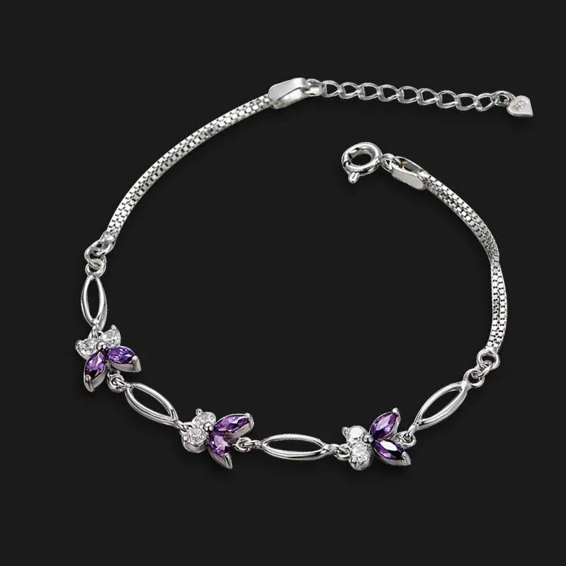 925 Amethyst Butterfly Bracelet Sterling Silver - Y.S Alley
