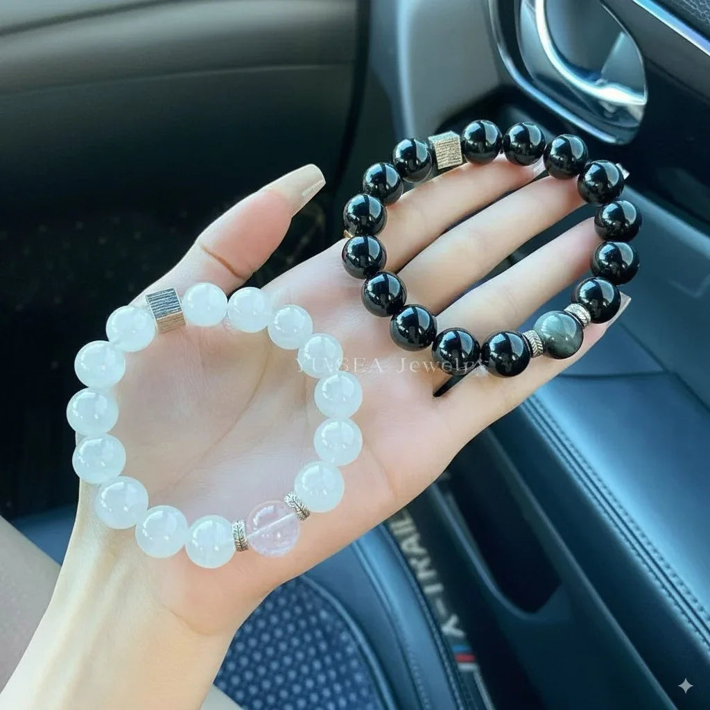 Black Grounding Gemstones Bracelet - Choose Shungite, Obsidian and Tiger's Eye