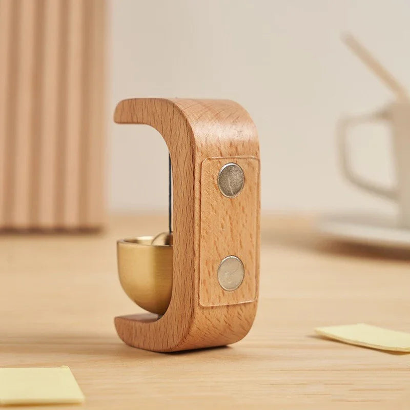 Minimalist Wood-Brass Door Bell — 6 Sculptural Shapes, Beech or Walnut - Y.S Alley