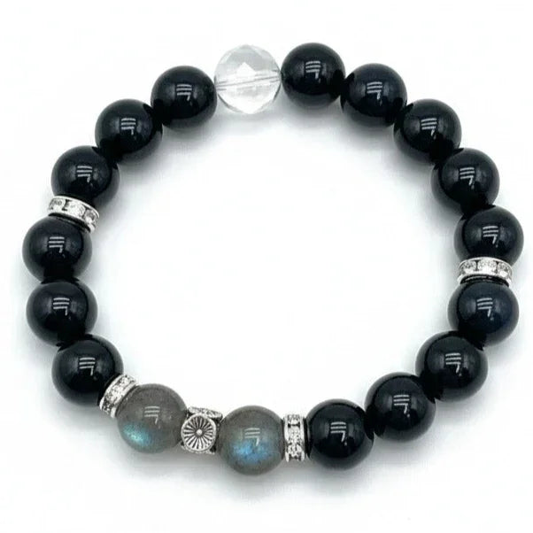 Black Grounding Gemstones Bracelet - Choose Shungite, Obsidian and Tiger's Eye