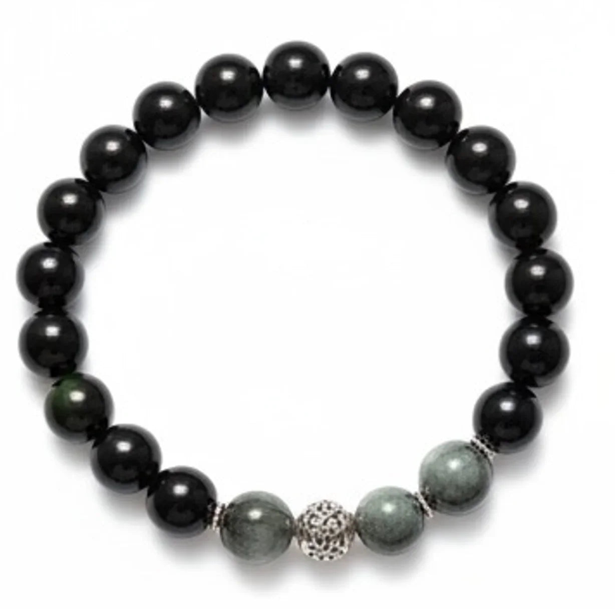Black Grounding Gemstones Bracelet - Choose Shungite, Obsidian and Tiger's Eye