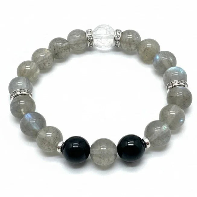 Black Grounding Gemstones Bracelet - Choose Shungite, Obsidian and Tiger's Eye