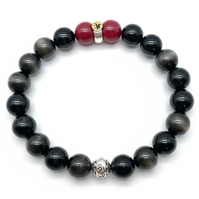 Black Grounding Gemstones Bracelet - Choose Shungite, Obsidian and Tiger's Eye
