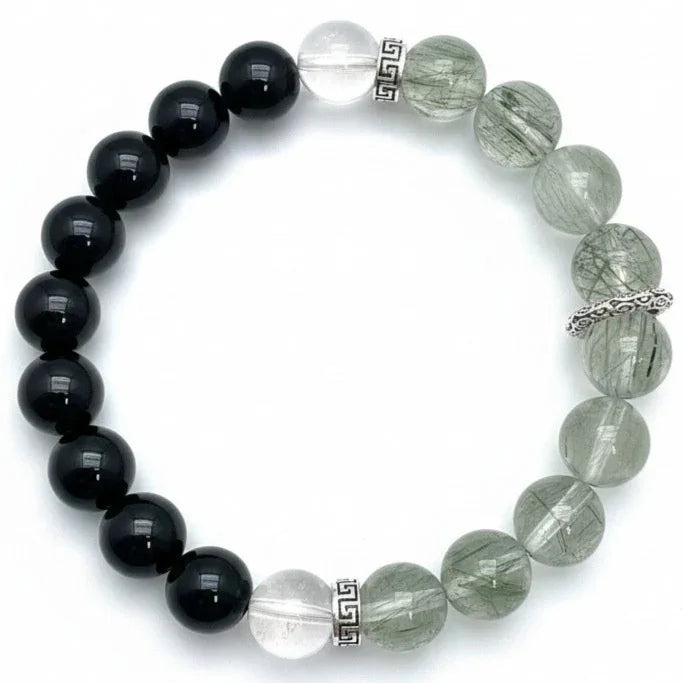Black Grounding Gemstones Bracelet - Choose Shungite, Obsidian and Tiger's Eye
