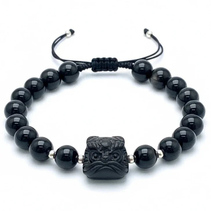 Black Grounding Gemstones Bracelet - Choose Shungite, Obsidian and Tiger's Eye