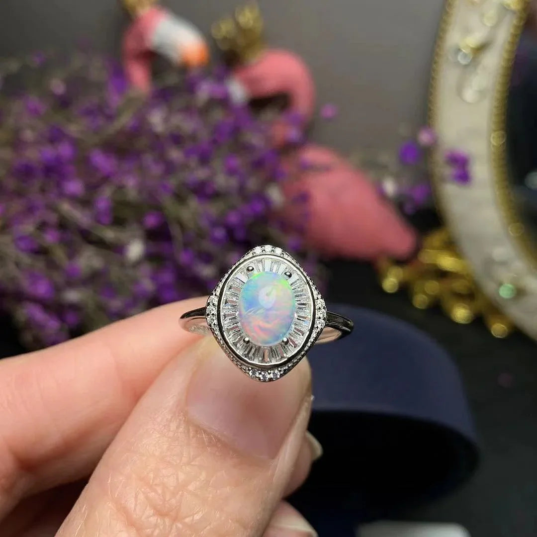 Opal Radiance 3-Piece Jewelry Set - 925 Sterling Silver Necklace, Earrings & Ring - Y.S Alley