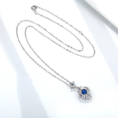 Retro Geometric Sapphire Pendant S925 Sterling Silver - Y.S Alley