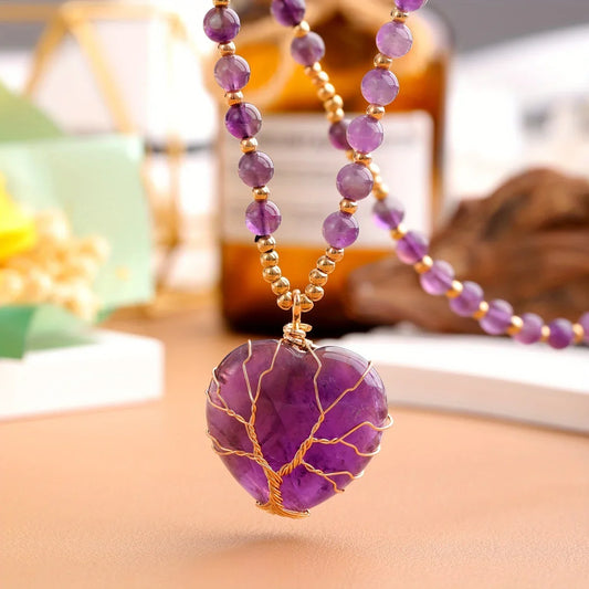 Heart-shaped Lucky Tree Crystal Ball Pendant Necklace - Y.S Alley
