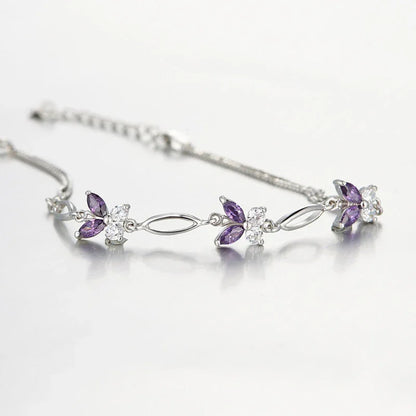925 Amethyst Butterfly Bracelet Sterling Silver - Y.S Alley