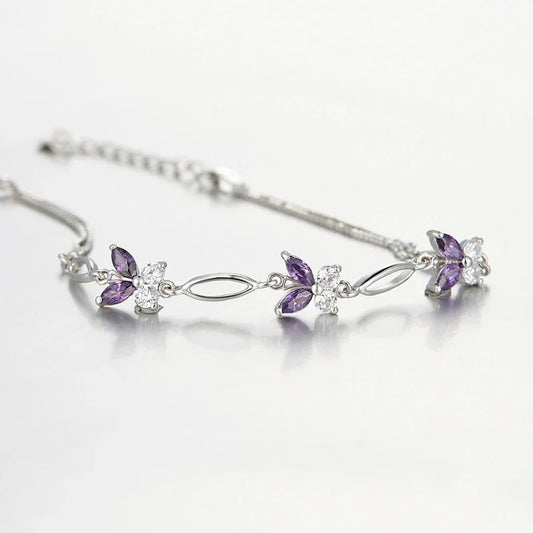 925 Amethyst Butterfly Bracelet Sterling Silver - Y.S Alley
