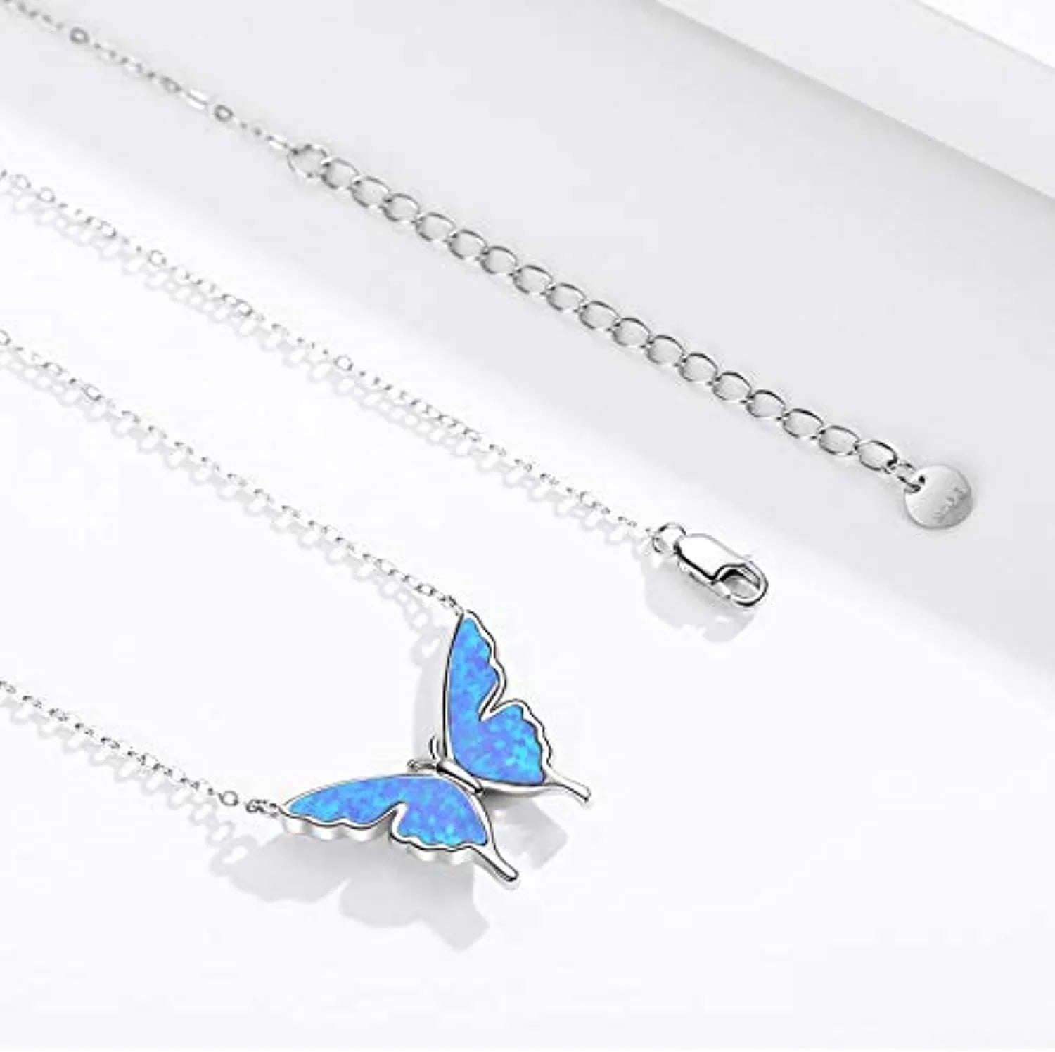 925 Sterling Silver Opal Butterfly Necklace - Y.S Alley