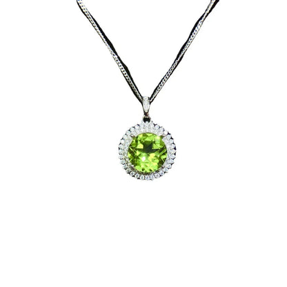 Peridot Halo Pendant Necklace | 925 Sterling Silver - Y.S Alley