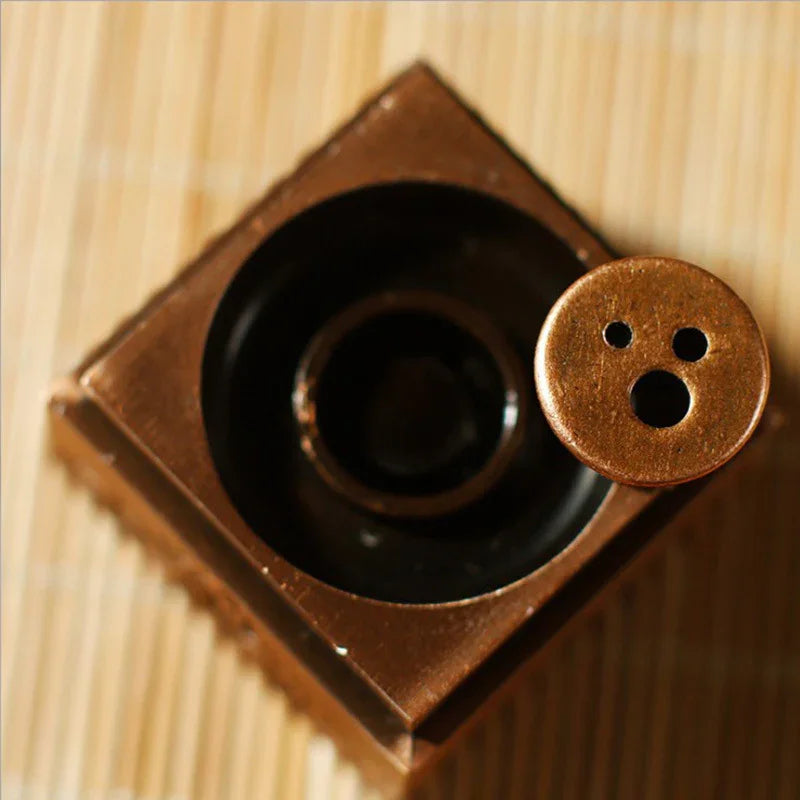 Heart-Sutra Copper Incense Burner — Red-Copper & Bronze Finishes - Y.S Alley
