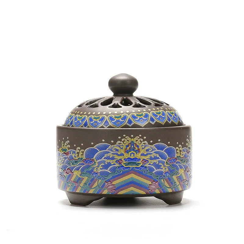 Cloisonné Ceramic Incense Burner — Hand-Made Backflow Censer - Y.S Alley