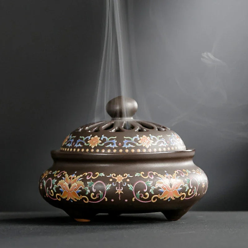 Cloisonné Ceramic Incense Burner — Hand-Made Backflow Censer - Y.S Alley