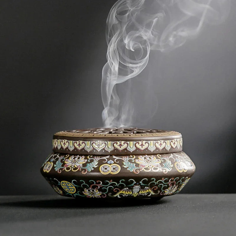 Cloisonné Ceramic Incense Burner — Hand-Made Backflow Censer - Y.S Alley