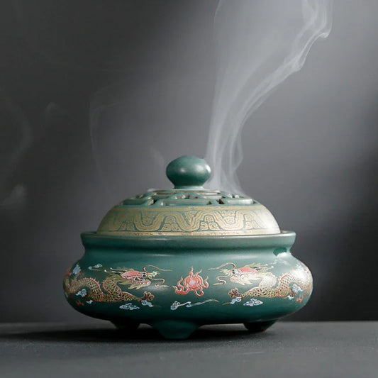 Cloisonné Ceramic Incense Burner — Hand-Made Backflow Censer - Y.S Alley