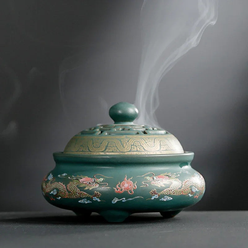 Cloisonné Ceramic Incense Burner — Hand-Made Backflow Censer - Y.S Alley