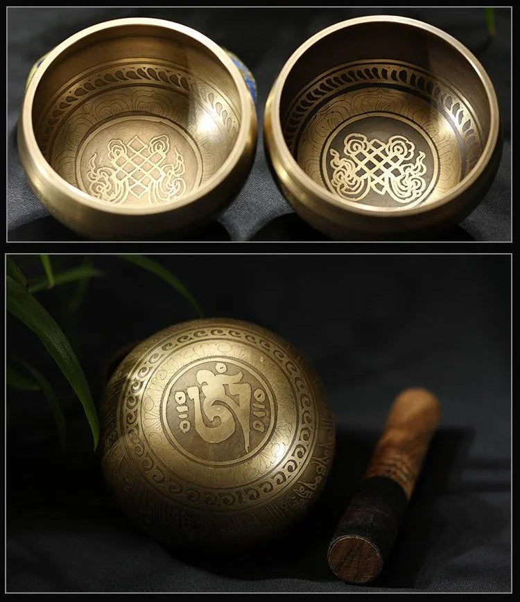Tibetan Singing Bowl — Great Bright Mantra and the Endless Knot Buddhist - Y.S Alley