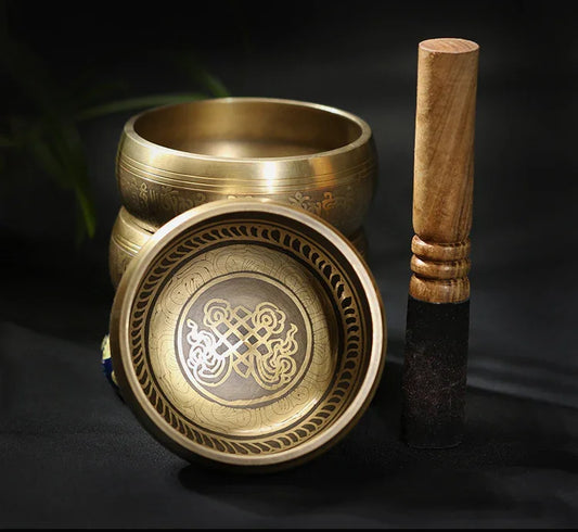 Tibetan Singing Bowl — Great Bright Mantra and the Endless Knot Buddhist - Y.S Alley