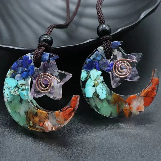 Rainbow Chakra Stone Pendant — Spiral Energy Coil, 3 Styles - Y.S Alley