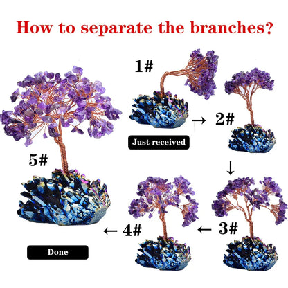 Amethyst Crystal Tree on Iridescent Quartz Cluster Base – 2 Sizes