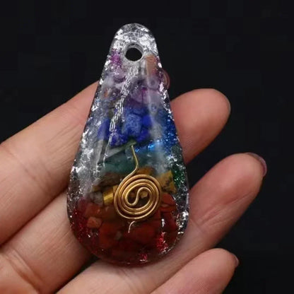 Rainbow Chakra Stone Pendant — Spiral Energy Coil, 3 Styles - Y.S Alley