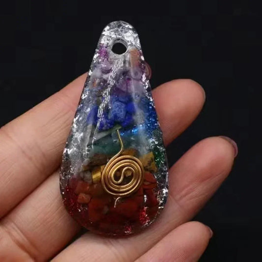 Rainbow Chakra Stone Pendant — Spiral Energy Coil, 3 Styles - Y.S Alley