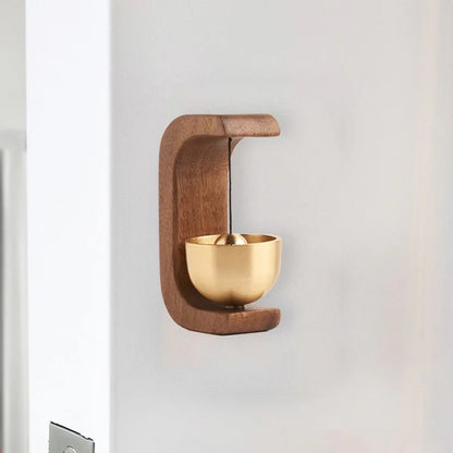 Minimalist Wood-Brass Door Bell — 6 Sculptural Shapes, Beech or Walnut - Y.S Alley