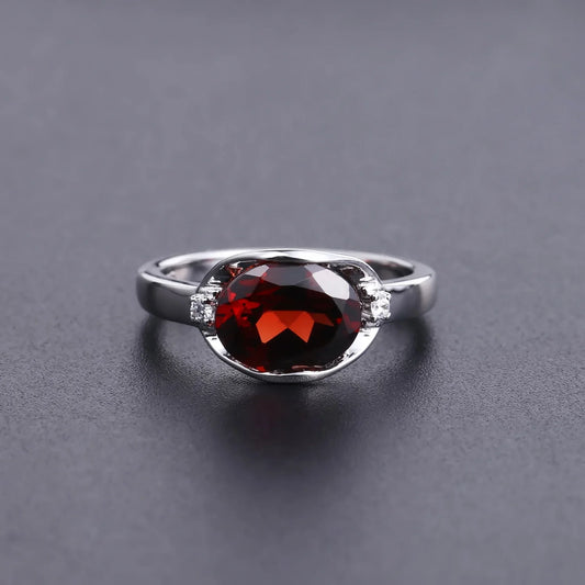 925 Natural Red Garnet Birthstone Silver Ring - Y.S Alley