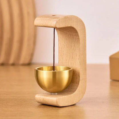 Minimalist Wood-Brass Door Bell — 6 Sculptural Shapes, Beech or Walnut - Y.S Alley