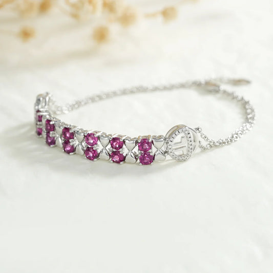 925 Purple Garnet Tennis Bracelet Sterling Silver - Y.S Alley
