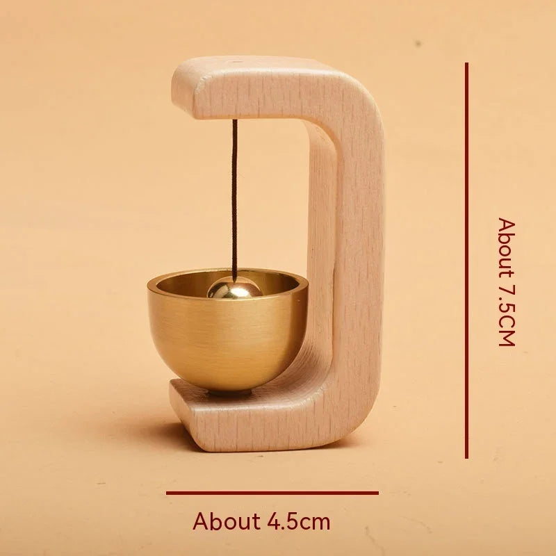Minimalist Wood-Brass Door Bell — 6 Sculptural Shapes, Beech or Walnut - Y.S Alley